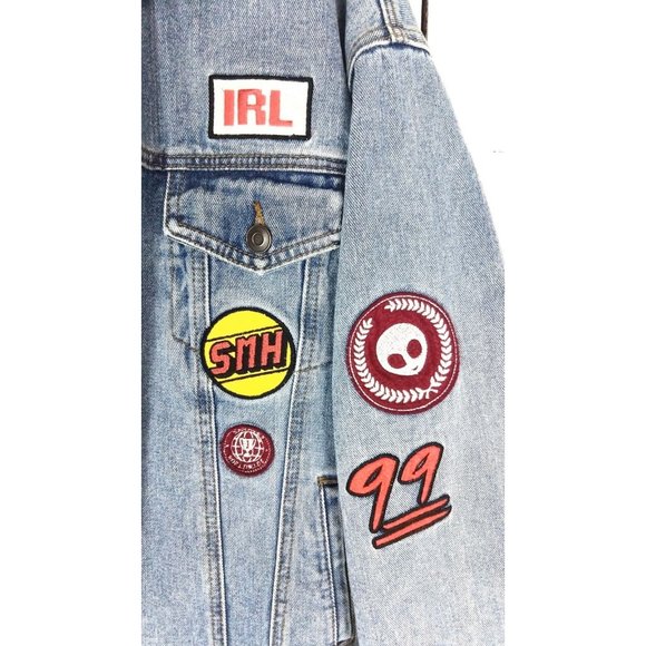 Patch faded blue denim  jean jacket west coast phoenix 79 distressed - Picture 5 of 9